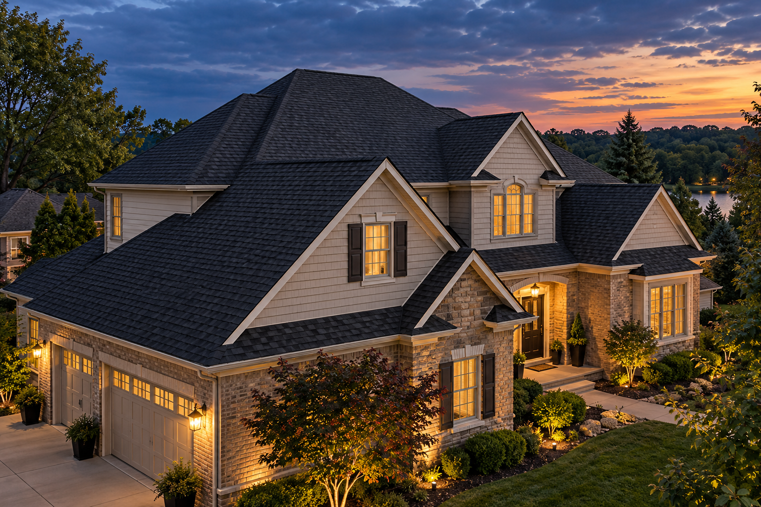 Architectural shingles on a home roof